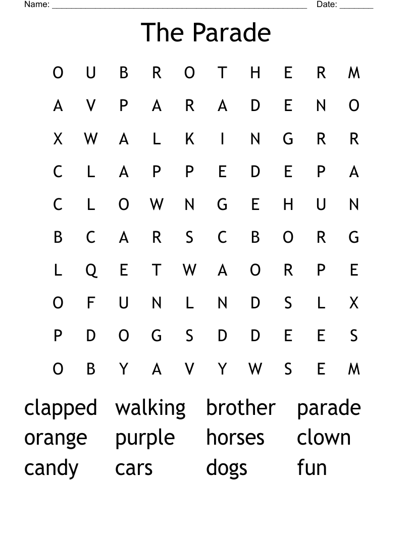 The Parade Word Search