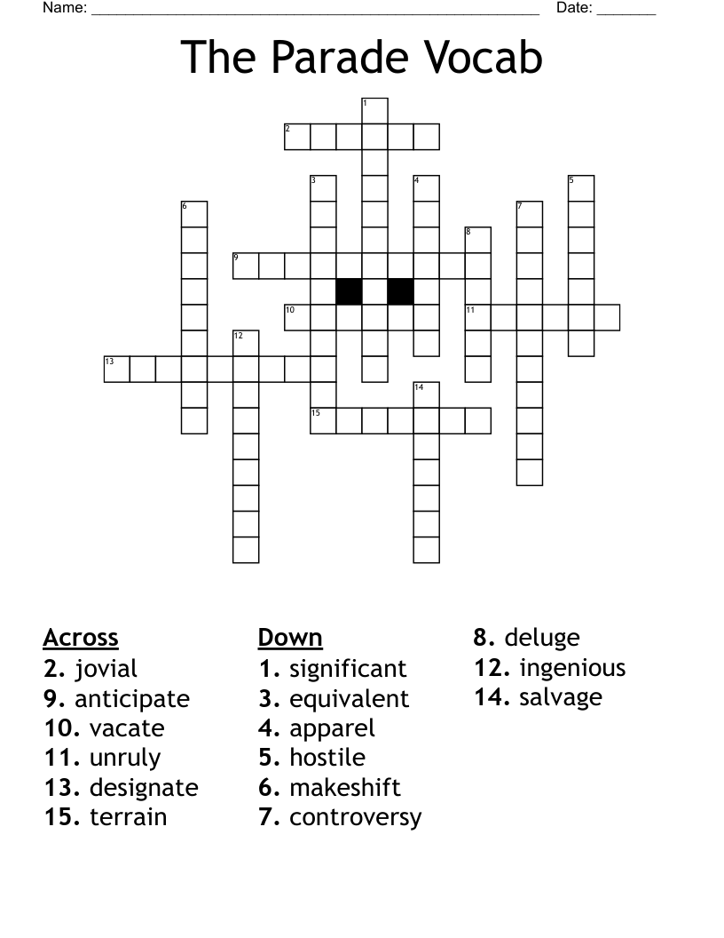 The Parade Vocab Crossword