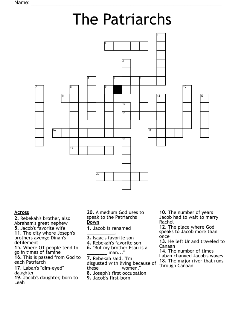 The Patriarchs Crossword