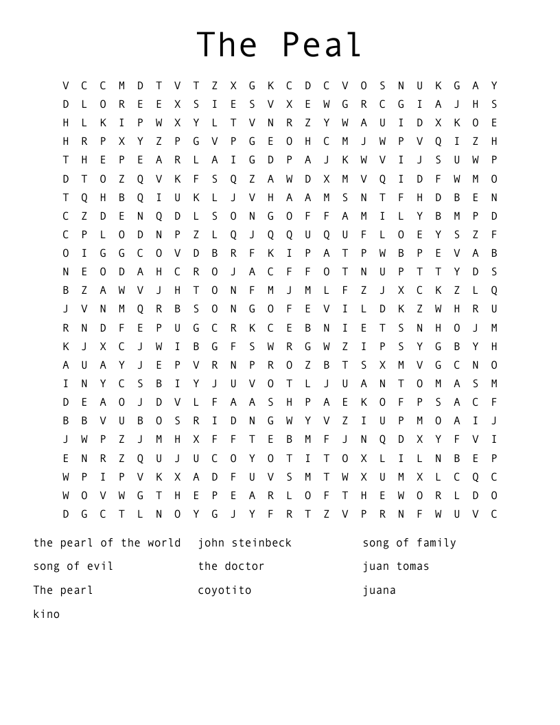 The Peal Word Search
