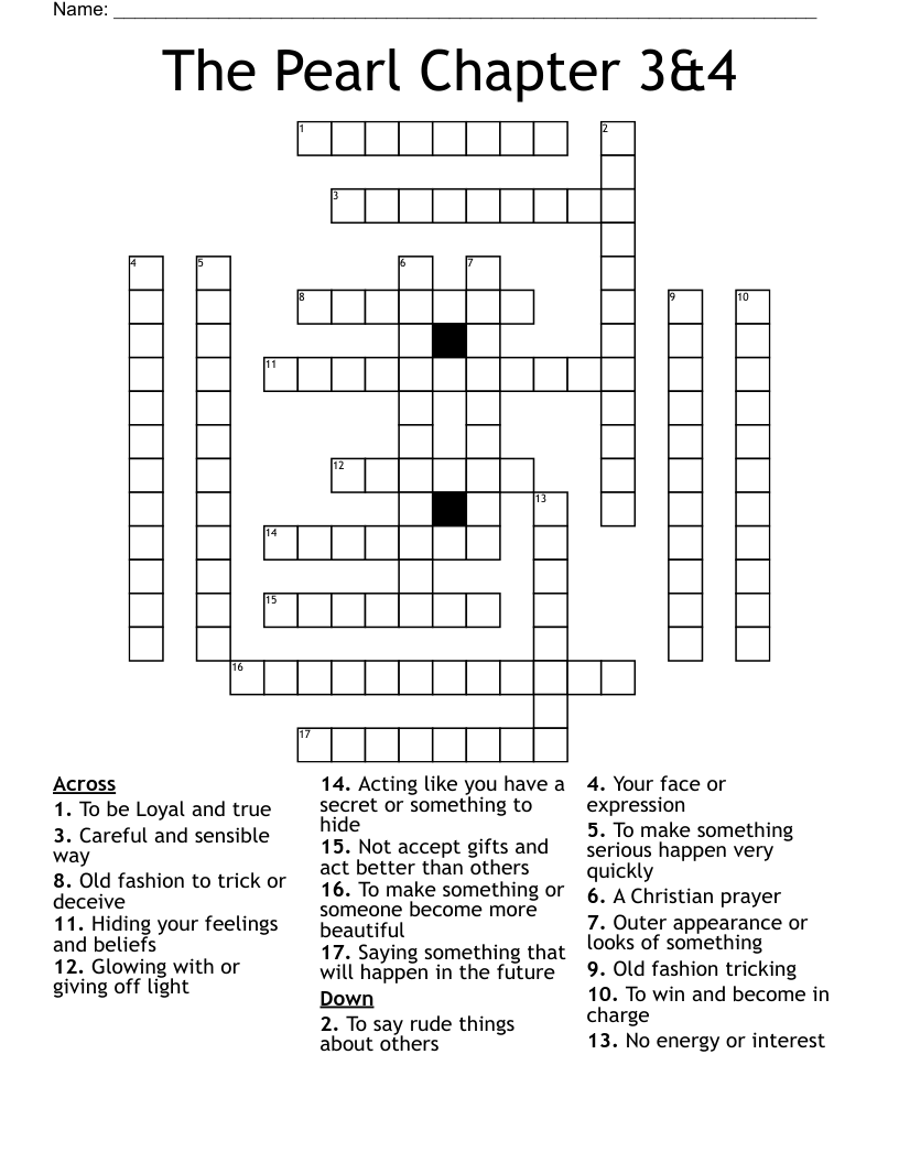 The Pearl Chapter 3&4 Crossword