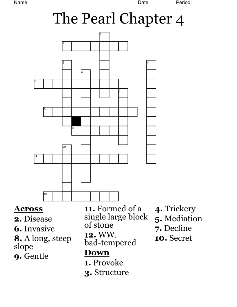 The Pearl Chapter 4 Crossword