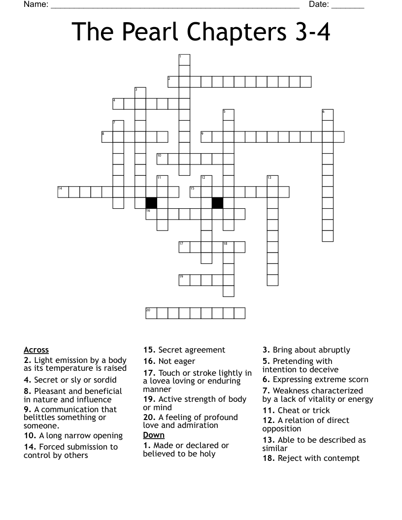 The Pearl Chapters 3-4 Crossword