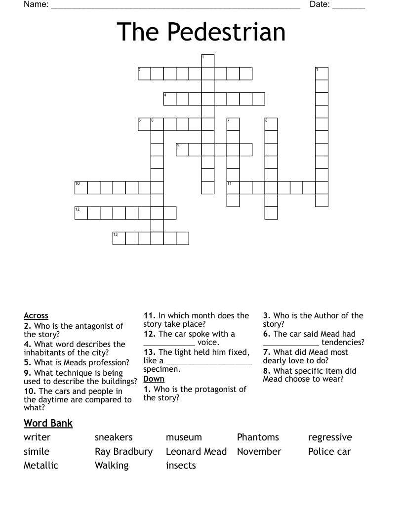 The Pedestrian  Crossword