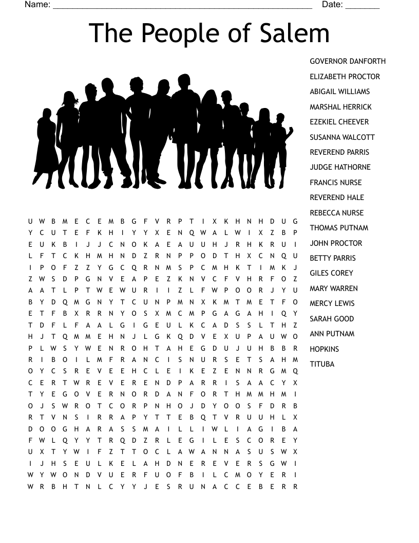 The People of Salem Word Search