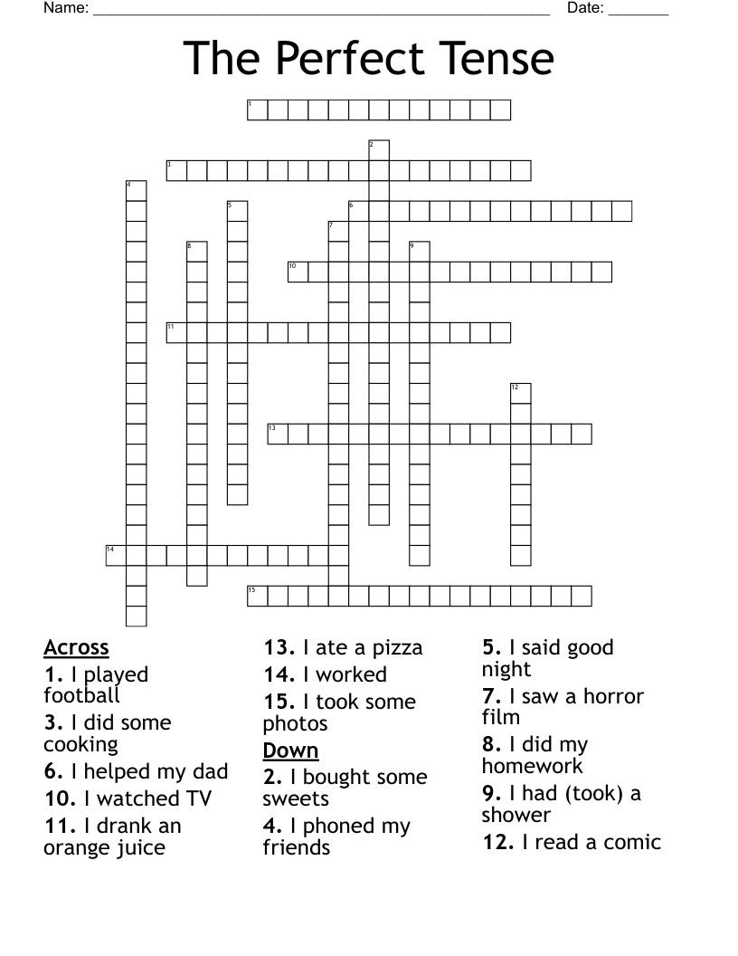 The Perfect Tense Crossword