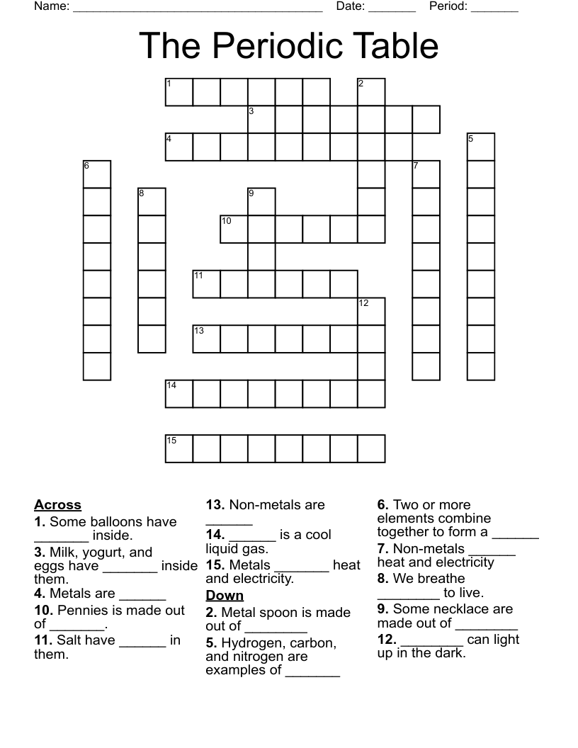 The Periodic Table Crossword
