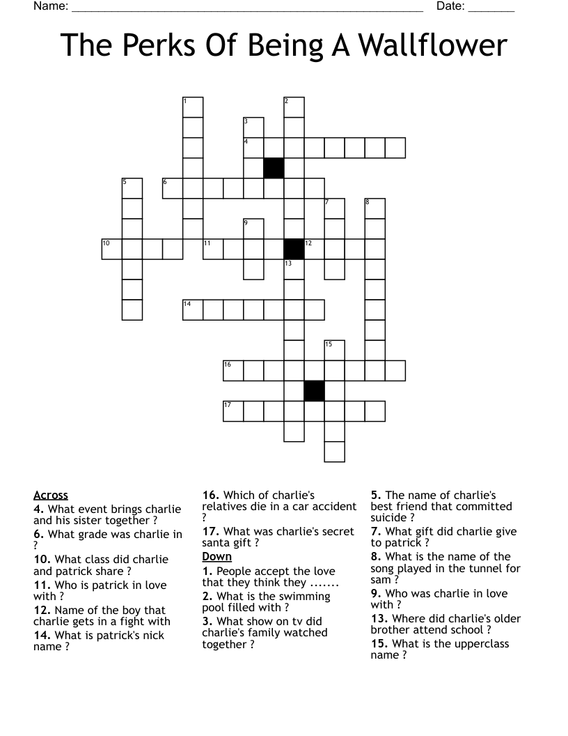 The Perks Of Being A Wallflower Crossword