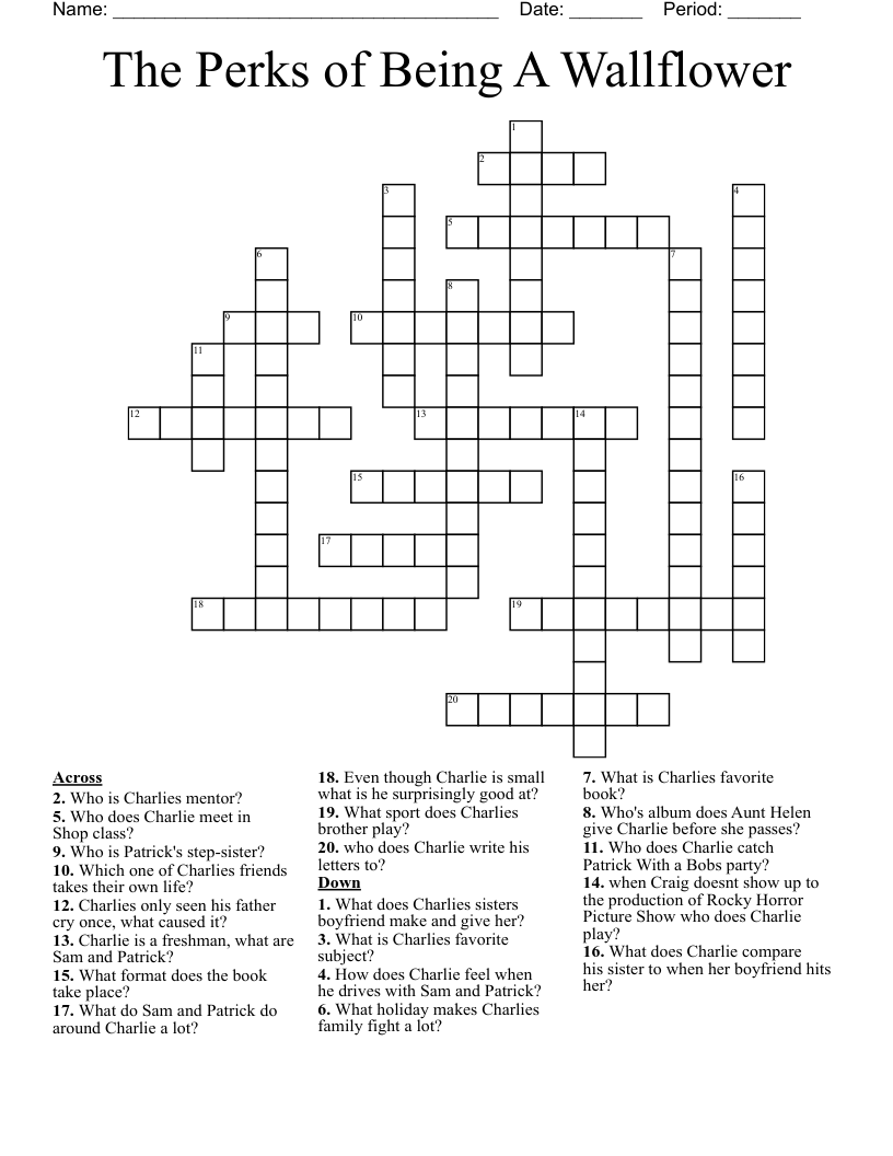 The Perks of Being A Wallflower  Crossword