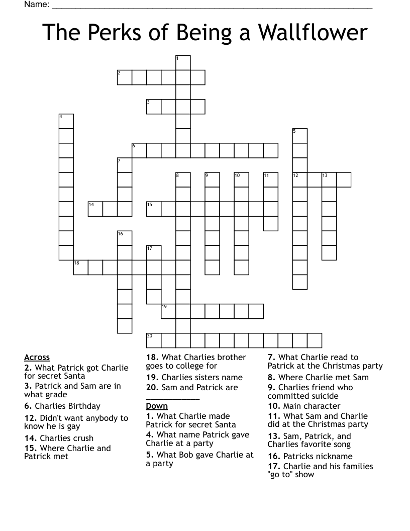 The Perks of Being a Wallflower Crossword