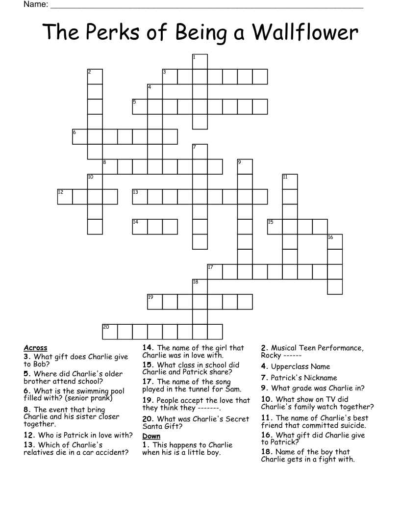 The Perks of Being a Wallflower Crossword