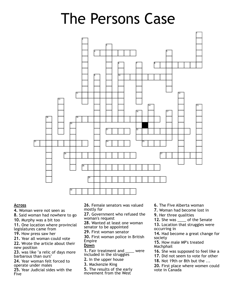 The Persons Case Crossword