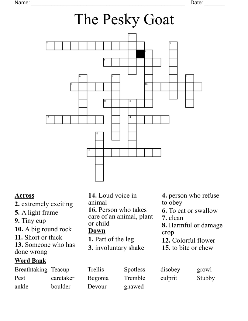 The Pesky Goat Crossword