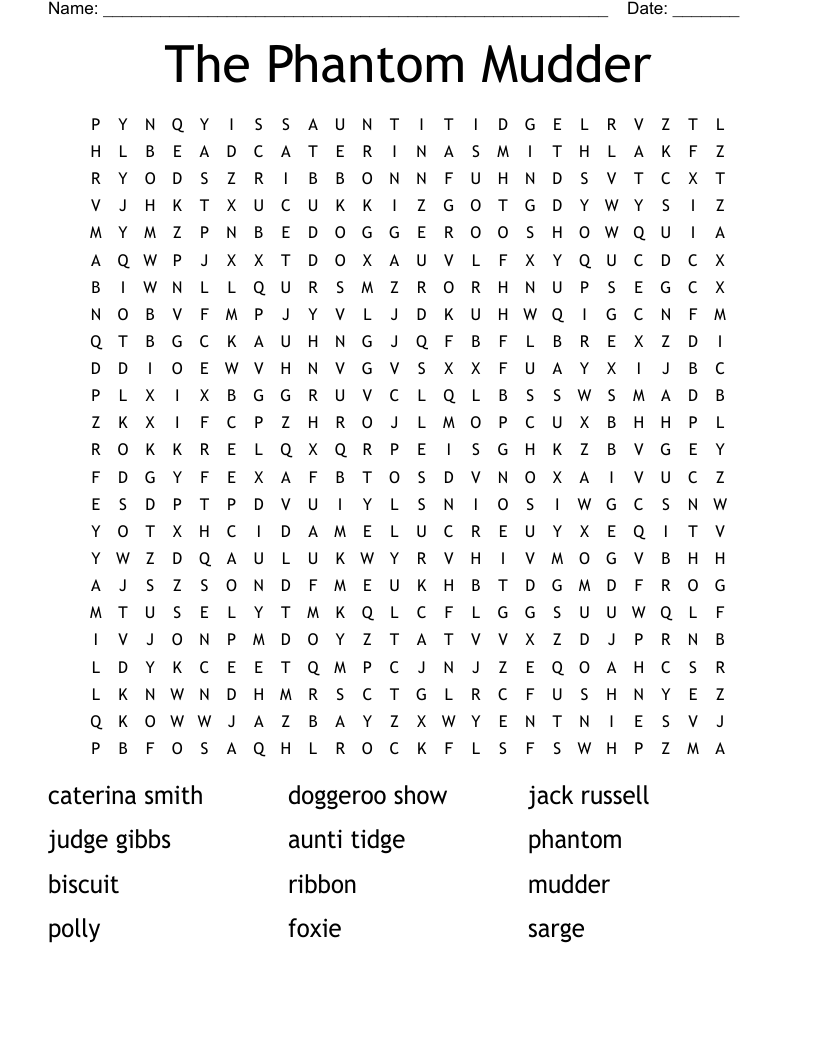 The Phantom Mudder Word Search