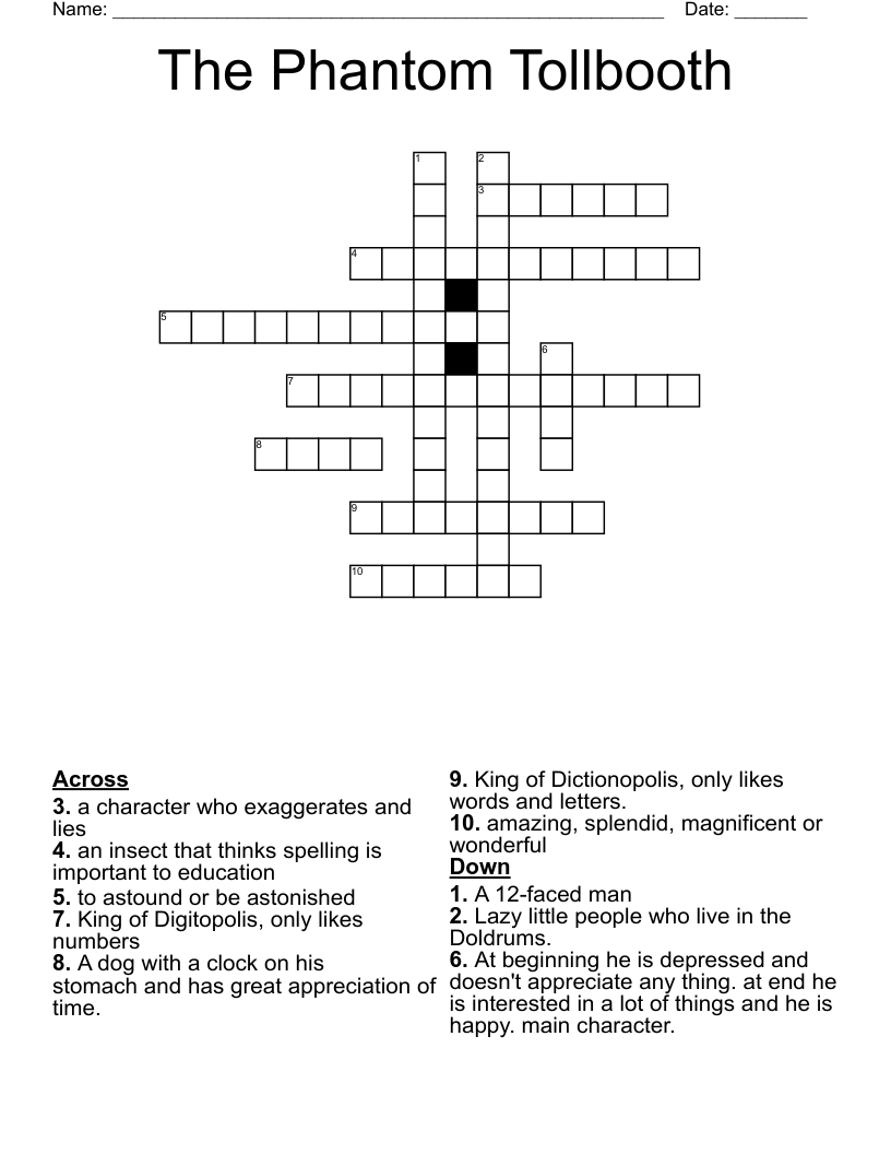 The Phantom Tollbooth Crossword