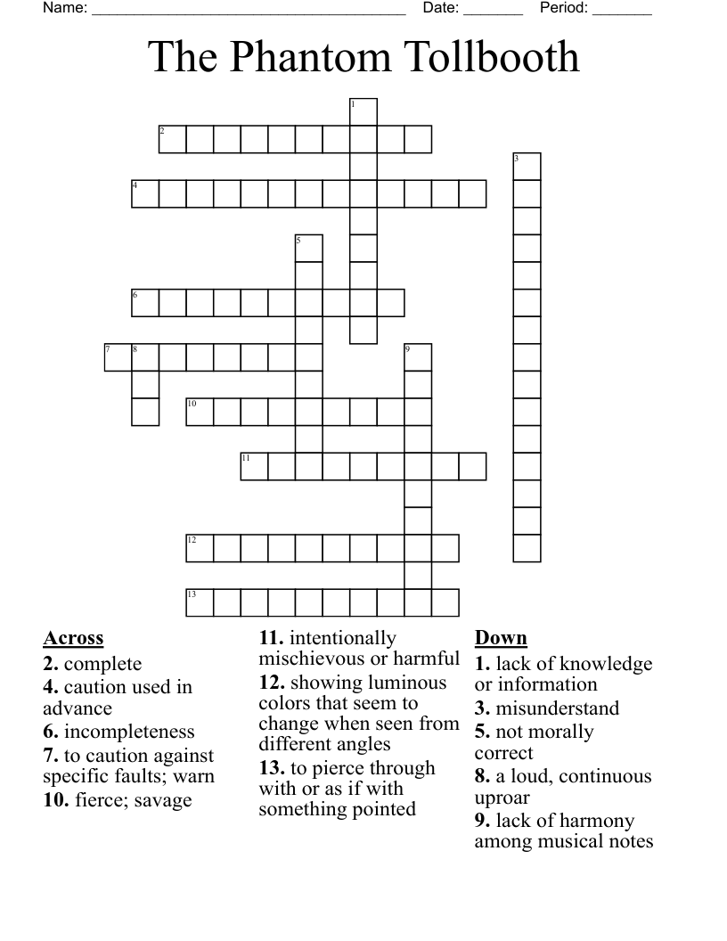The Phantom Tollbooth Crossword