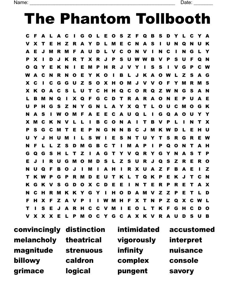 The Phantom Tollbooth Word Search
