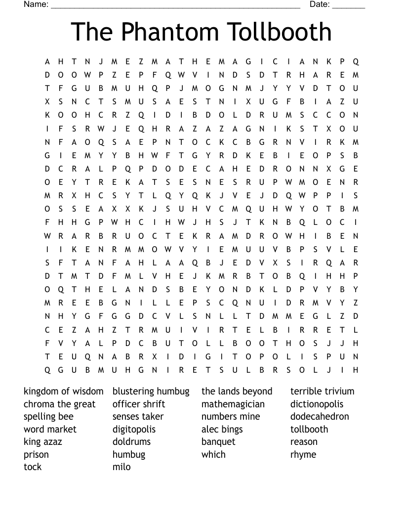 The Phantom Tollbooth Word Search