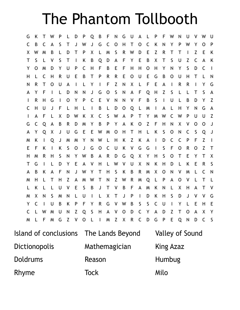 The Phantom Tollbooth Word Search