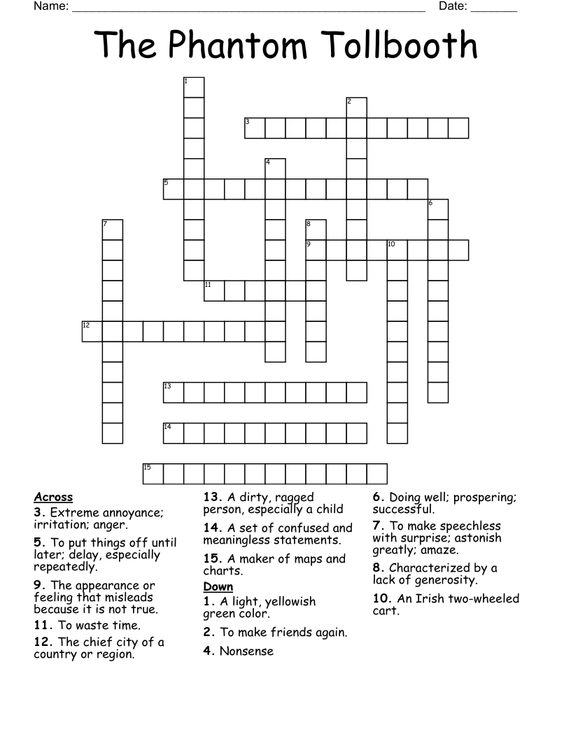 The Phantom Tollbooth Crossword