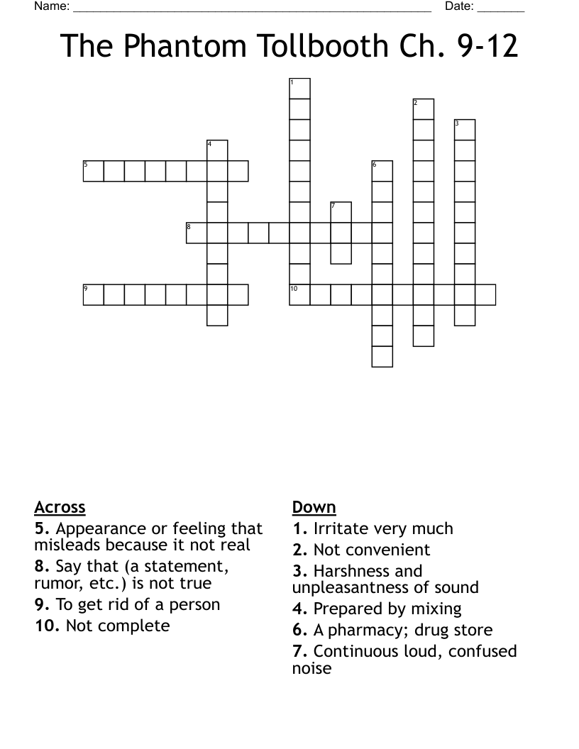 The Phantom Tollbooth Ch. 9-12 Crossword