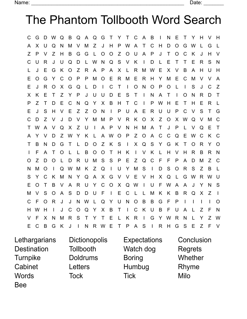 The Phantom Tollbooth Word Search