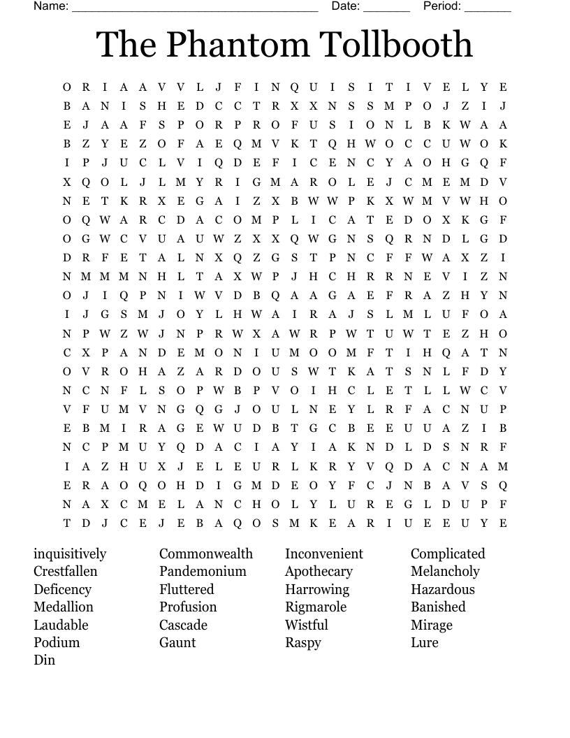 The Phantom Tollbooth  Word Search