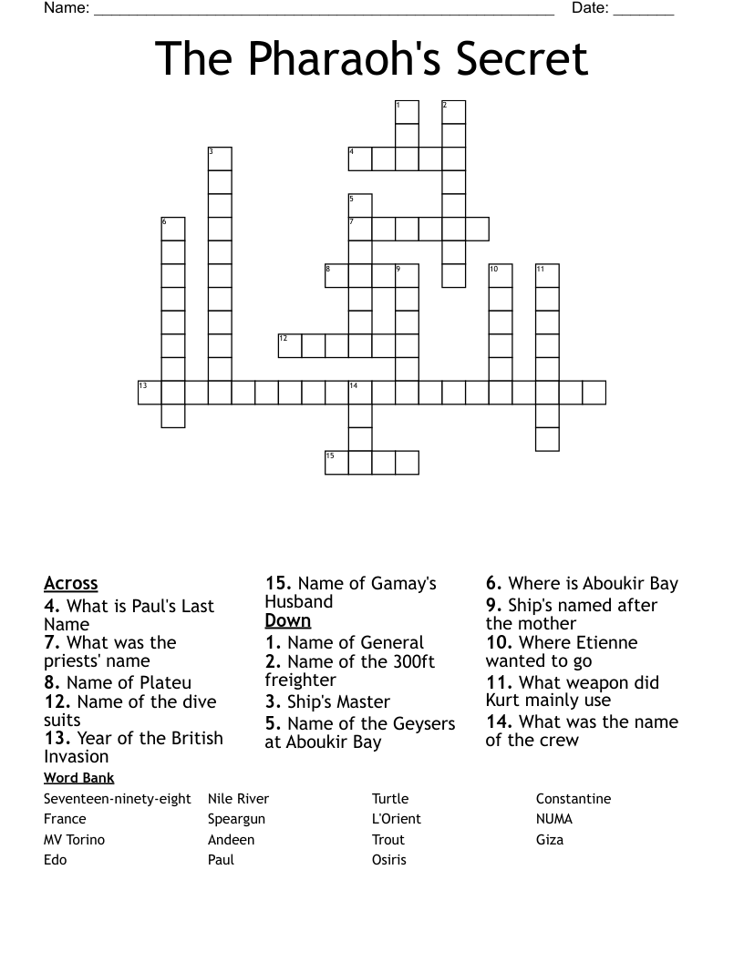 The Pharaoh's Secret Crossword