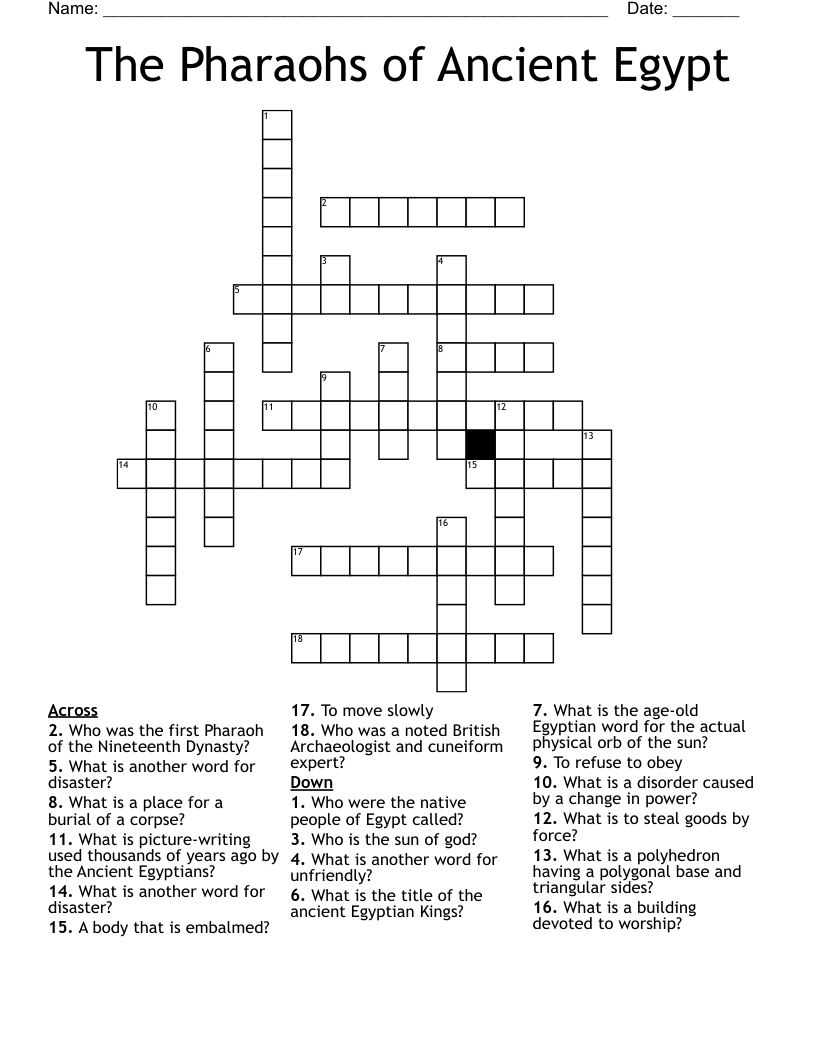 The Pharaohs of Ancient Egypt Crossword