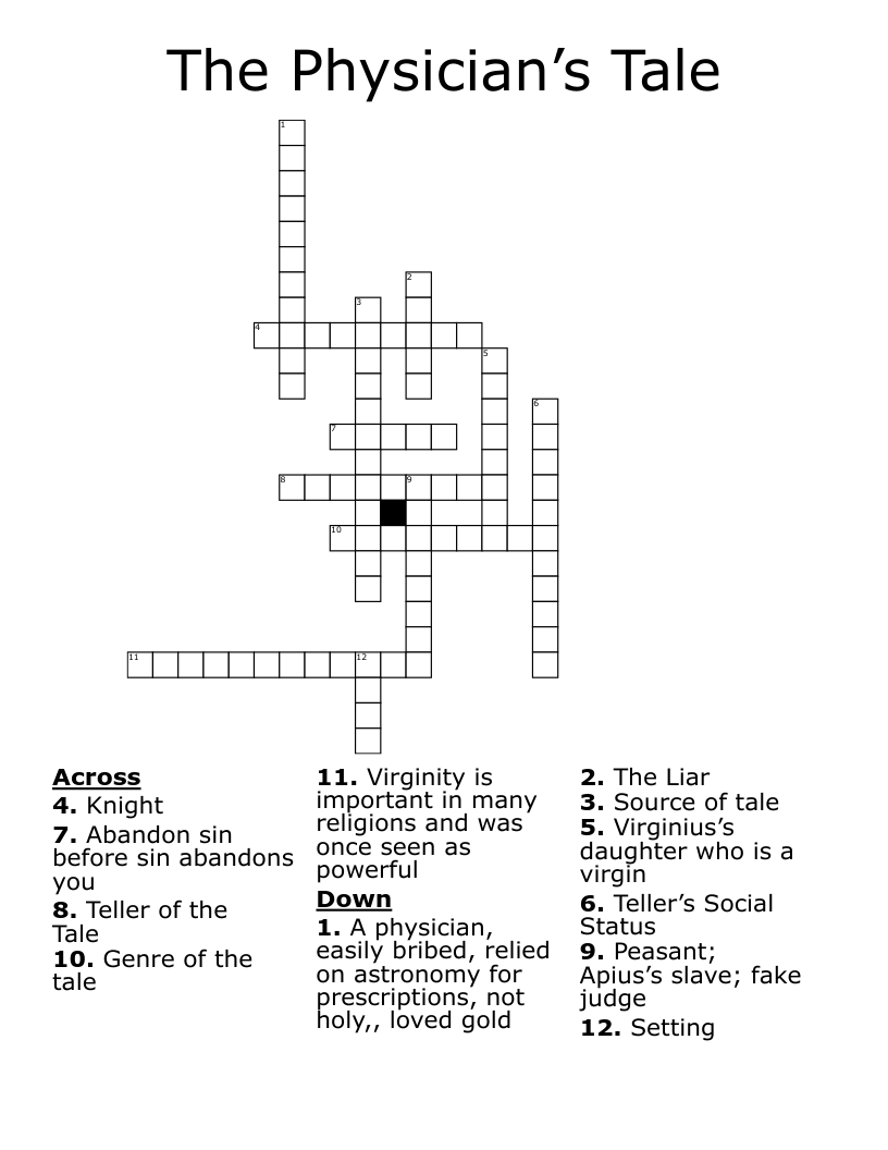 The Physician’s Tale Crossword