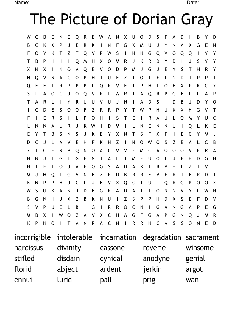 The Picture of Dorian Gray Word Search