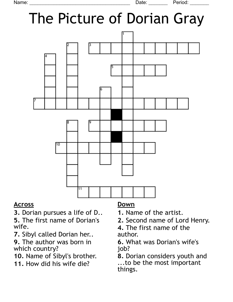 The Picture of Dorian Gray Crossword