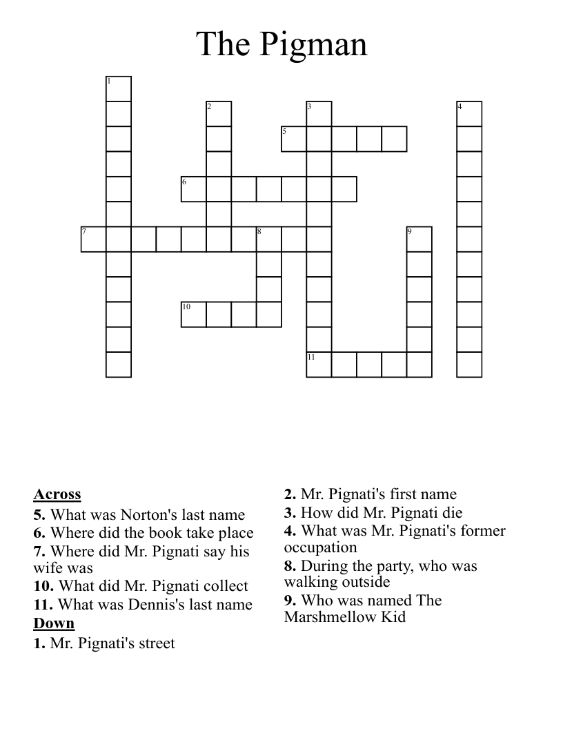 The Pigman Crossword