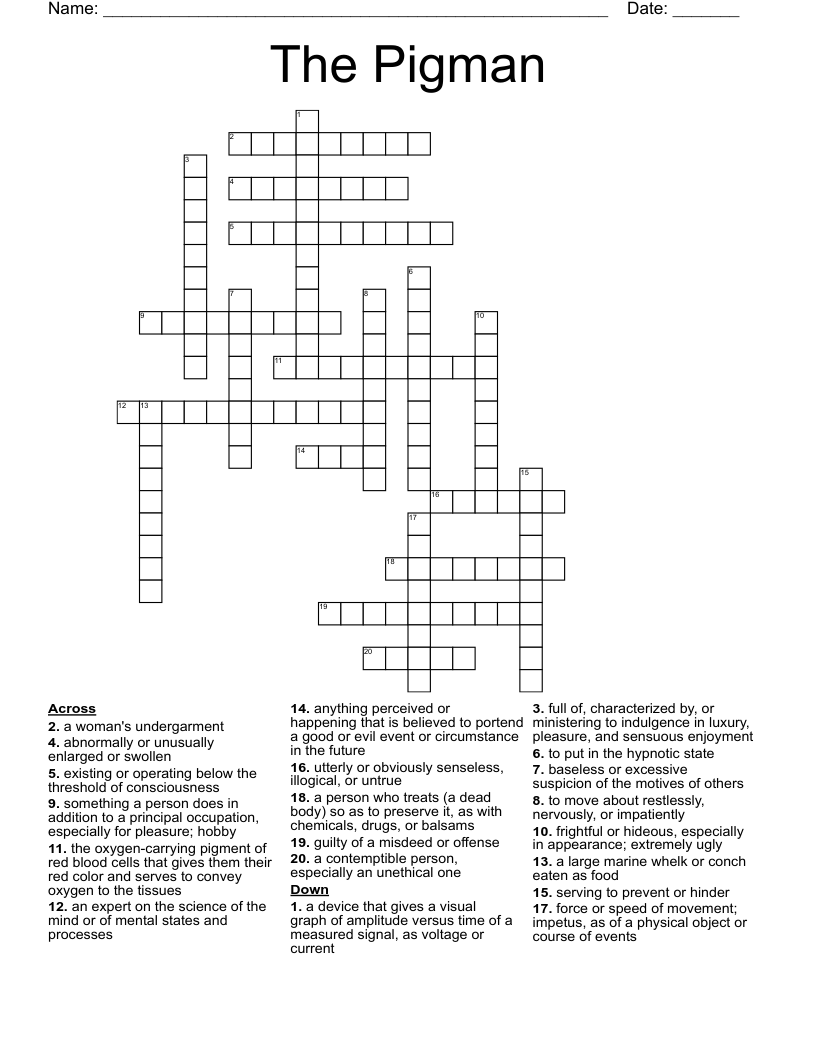 The Pigman Crossword