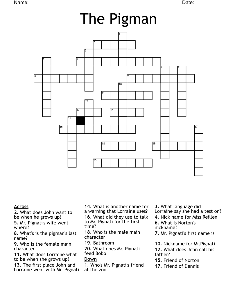 The Pigman Crossword