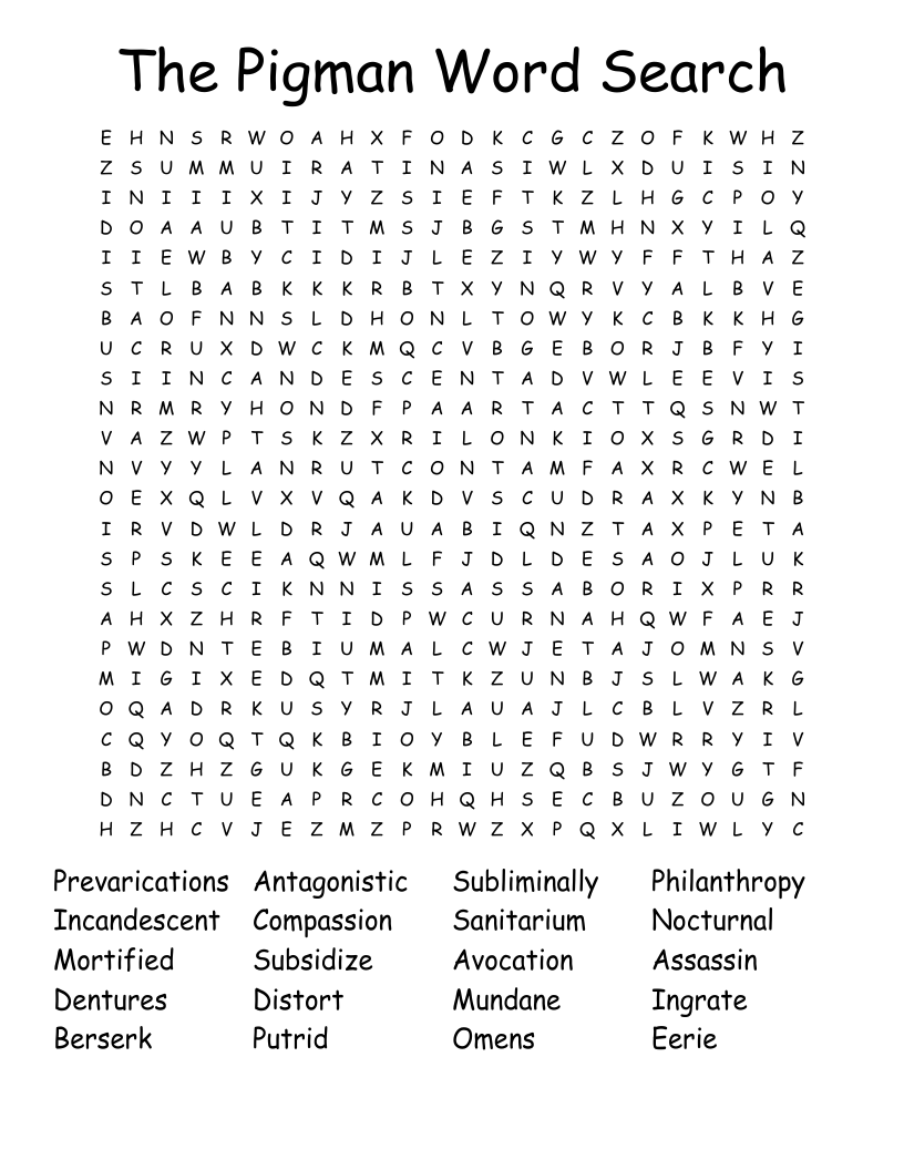 The Pigman Word Search 