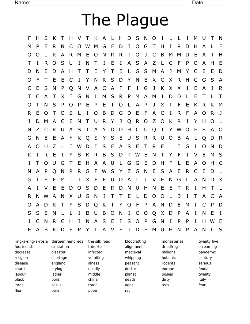 The Plague Word Search