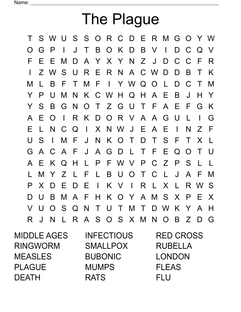 The Plague Word Search