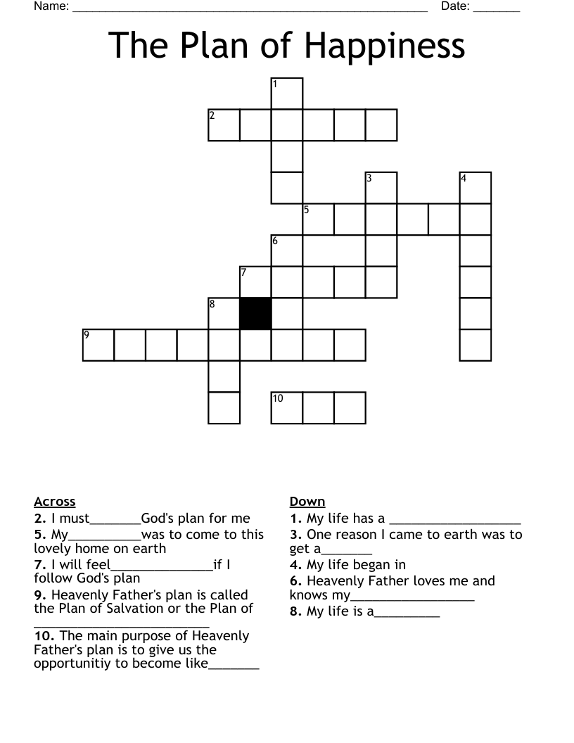 The Plan of Happiness Crossword