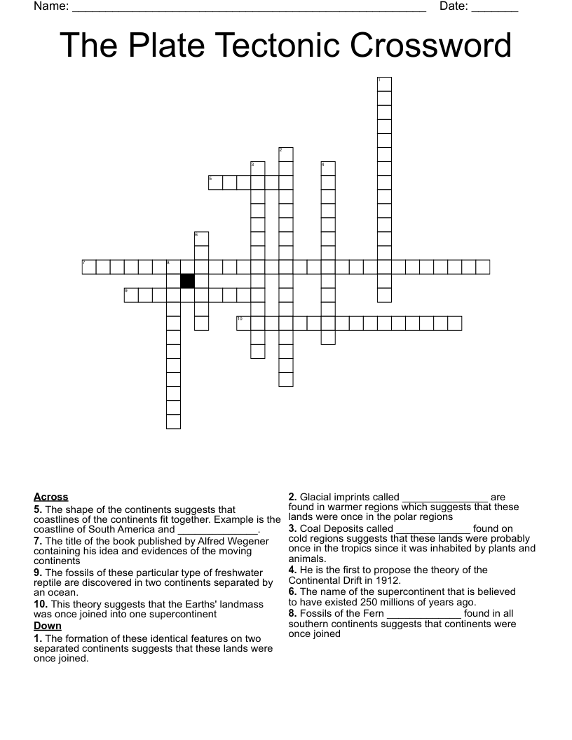 The Plate Tectonic Crossword