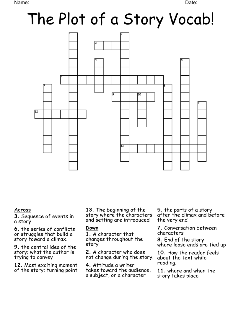 The Plot of a Story Vocab! Crossword