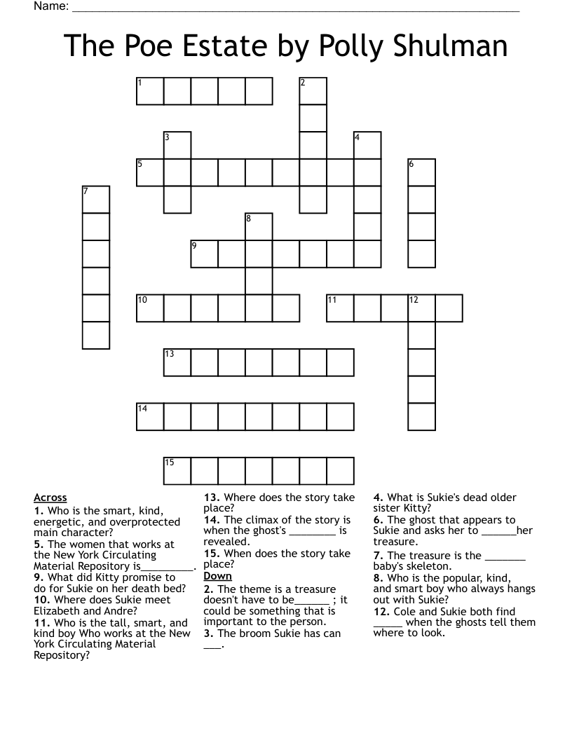 The Poe Estate by Polly Shulman  Crossword