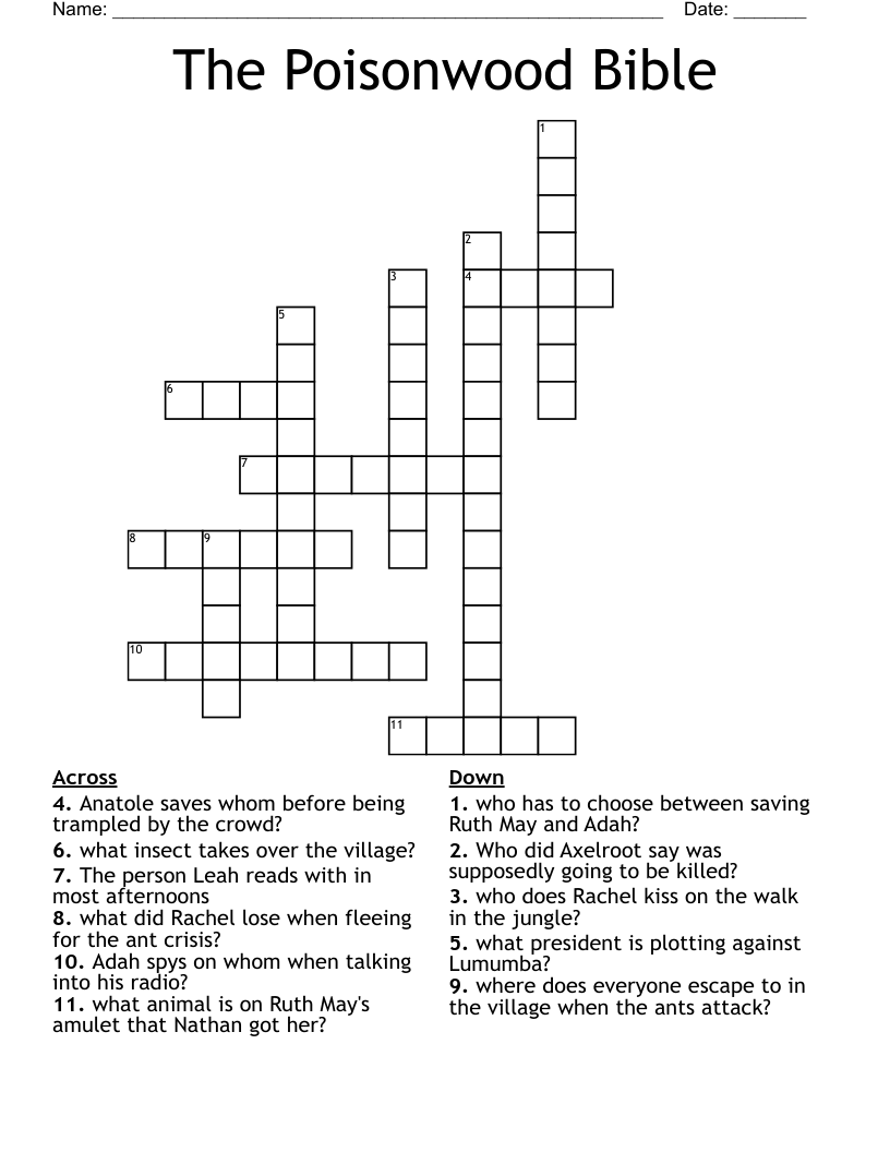 The Poisonwood Bible Crossword