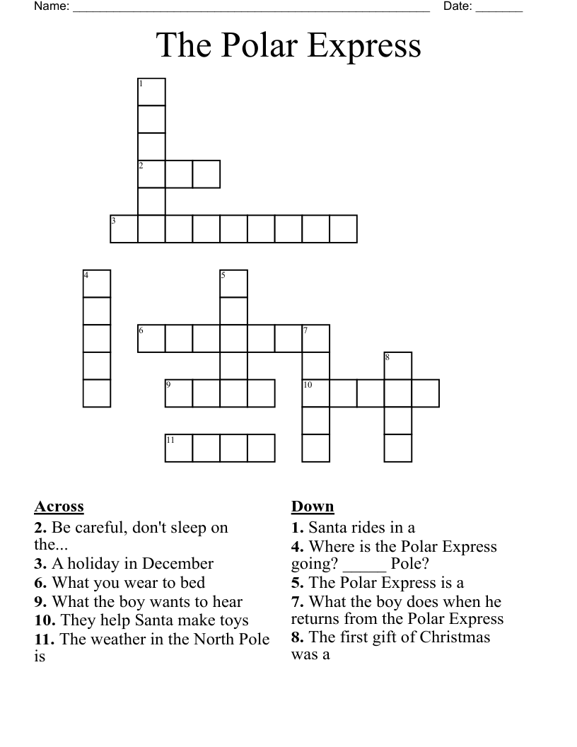 The Polar Express Crossword