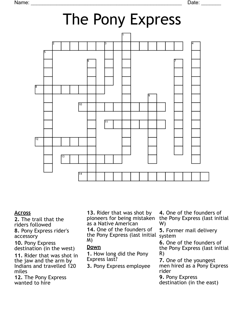 The Pony Express Crossword
