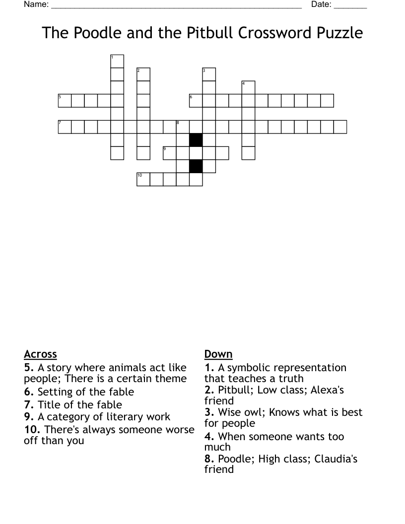 The Poodle and the Pitbull Crossword Puzzle