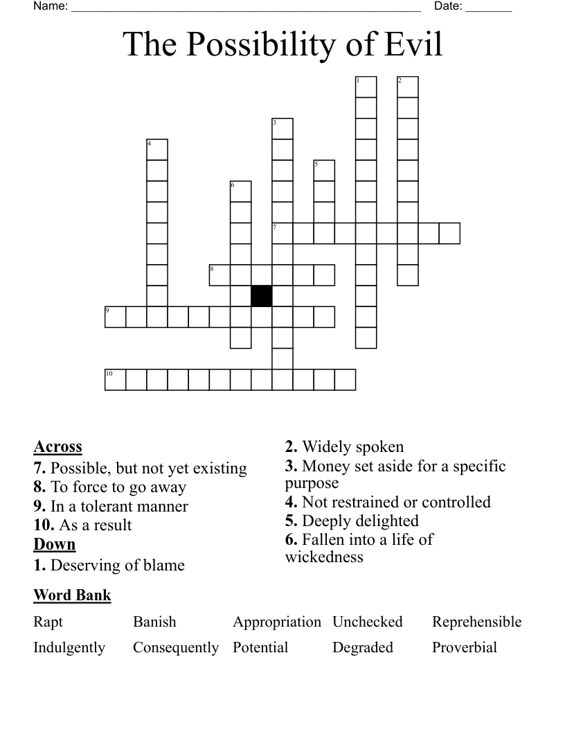 The Possibility of Evil Crossword