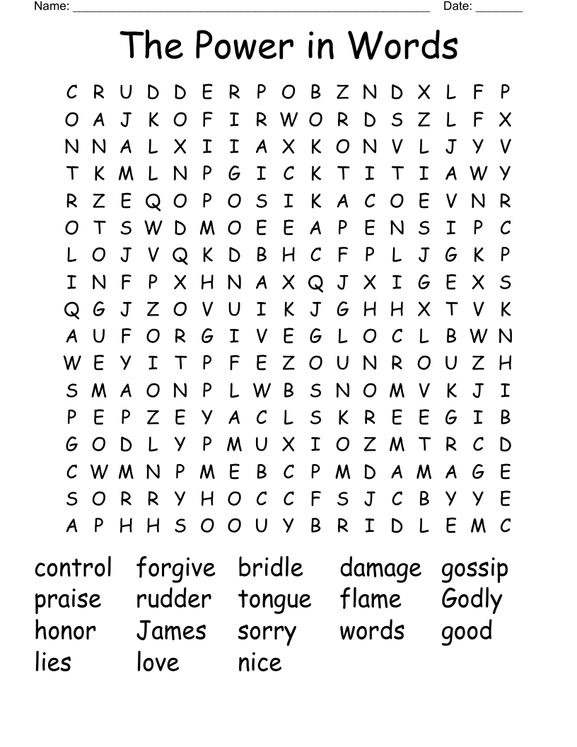 The Power in Words Word Search