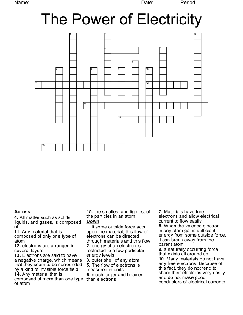 The Power of Electricity Crossword