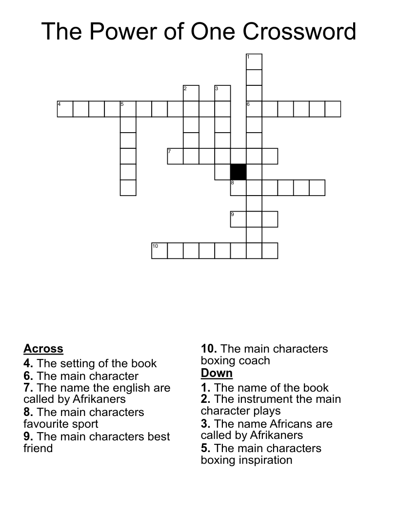 The Power of One Crossword